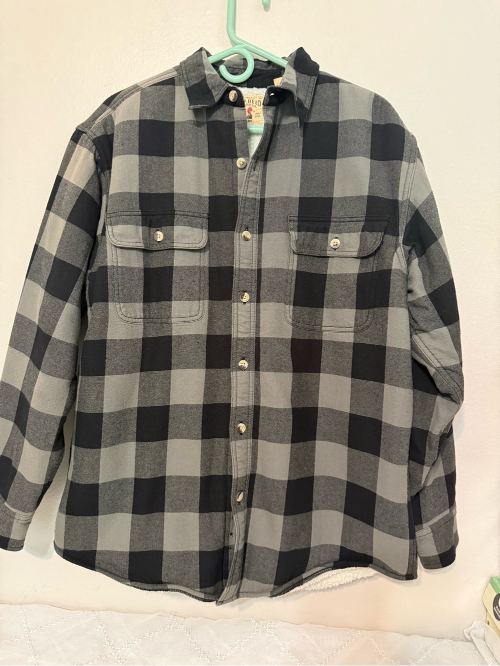 Men's Black & Gray Plaid Flannel Shirt Jacket - Unbranded